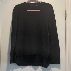 Porto San Francisco Black Split High Low Patched Long Sleeve Crewneck Sweatshirt